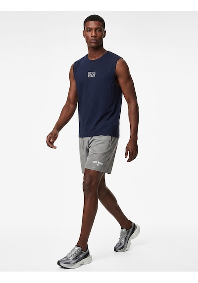 Koton Straight Fit Kolsuz Bisiklet Yaka Baskılı Sporcu Atleti Lacivert 6sam30015nk