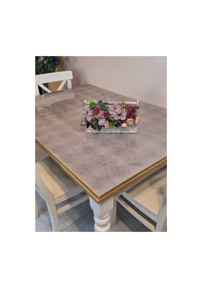 Kalın Pvc Masa Koruyucu 1.2 Mm Mika Örtü, 70 Ve 80 Cm En, Mermer Desen 32pvc1.2.mermer30 Şeffaf