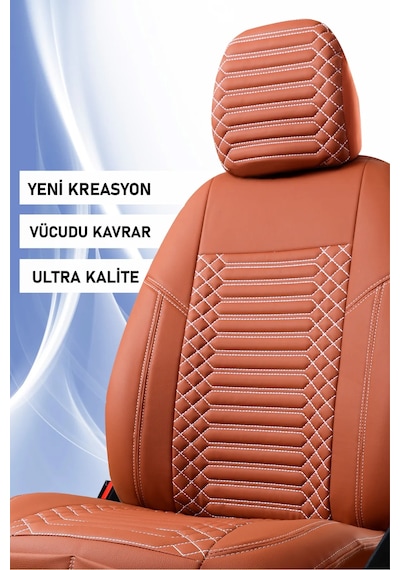 Skoda Fabia Lüx Full Deri Oto Koltuk Kılıfı Ön Arka Takım Exclusive Tarçın