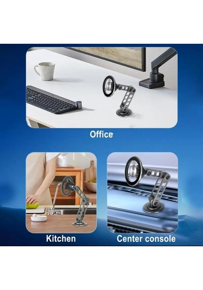 Metal Katlanabilir 360 Dönen Mıknatıslı Magnetic Yüksek Kaliteli Telefon Tutucu Gümüş