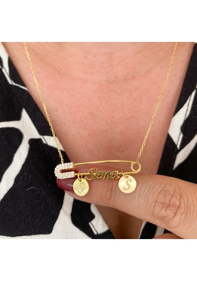 Simurg Jewellery Gümüş İsimli İğne Kolye