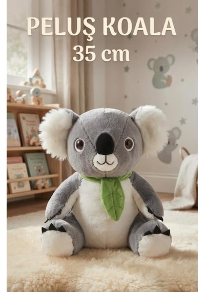 Koala Peluş 35 Cm Sevimli Ve Konforlu Uyku Yastığı Ve Sarılma Arkadaşı Dekoratif Oyuncak Gri