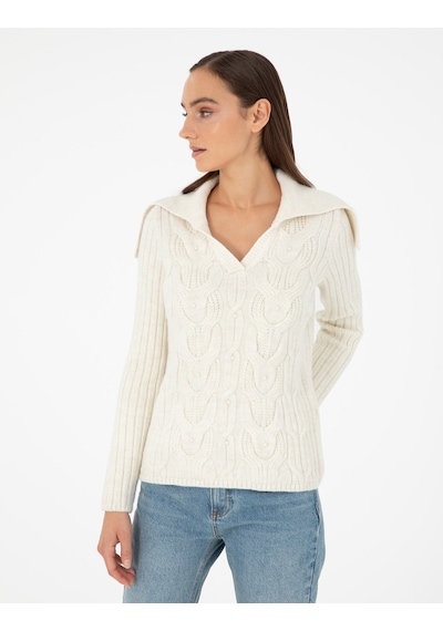 Pierre Cardin Kadın Ekru Kazak /triko 50290549-vr019 Ekru