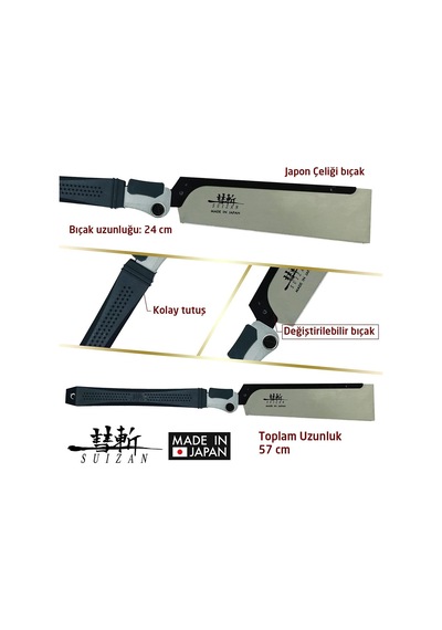 Suizan Dozuki Dovetail Cross-Cut Katlanır Japon Testeresi 24 cm