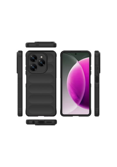 Tecno Spark 20 Pro 4g Kılıf Esnek Tpu Oyuklu Arka Yüzey Tasarımlı Etnik Silikon Kılıf Siyah