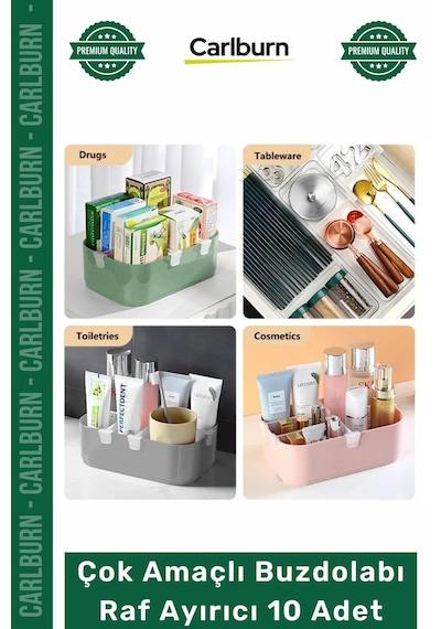 Mutfak Kiler Organizer Dayanıklı Düzenleyici Set Çok Amaçlı Buzdolabı Raf Ayırıcı 10 Adet Çok Renkli