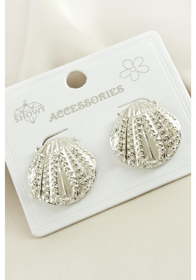 İstiridye - 355 - Metal Küpe - Nazblsmm - Gümüş Rengi