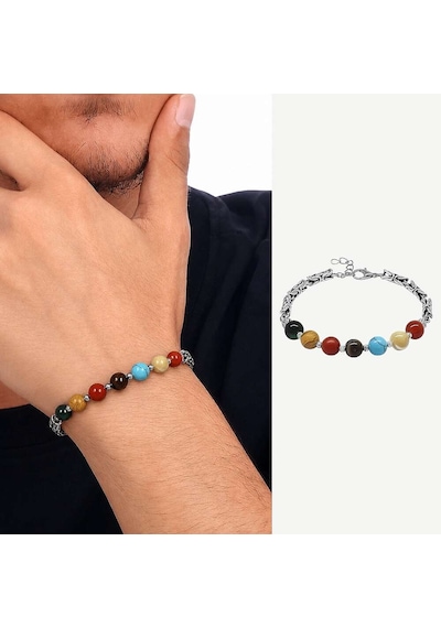 Tesbihane Metal Kral Zincirli Küre Kesim Çoklu Doğaltaş Gezegen Kombinli Erkek Şans Bilekliği Çok Renkli Tesbihane Metal Kral Zincirli Küre Kesim Çoklu Doğaltaş Gezegen Kombinli Erkek Şans Bilekliği Çok Renkli
