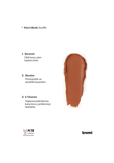 Kıss'n Blush & Lıp Vıtamın Balm 2'li Makyaj Seti Allık + Dudak Parlatıcı Peptit Seramid E Vitamini Souffle & Coffee
