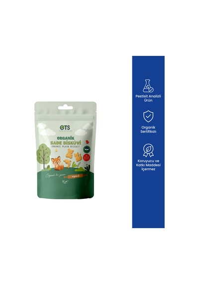 Ots Organik Sade Bisküvi 55 Gr Organik Sertifikalı, Pestisit Analizli 55 G