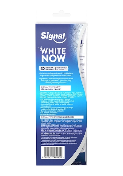 Signal White Now Diş Macunu 75 ML + Performans Diş Fırçası Mavi