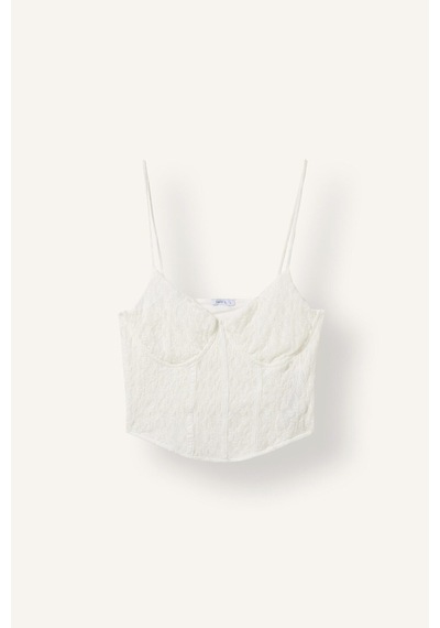 Defacto Fitted Agraflı Örme Dantel Crop Korse Büstiyer I9561ax26hswt32 Beyaz-wt32