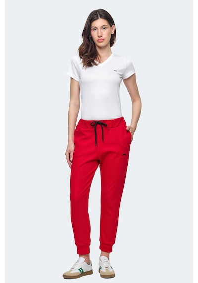 Slazenger Veteran 2 Li Set Kadın Cepli Eşofman Altı Gri - Kırmızı
