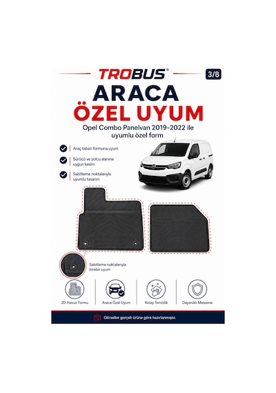 Trobus Opel Combo Panelvan 2019+ Benzinli 2d Havuzlu Paspas 2 Parça