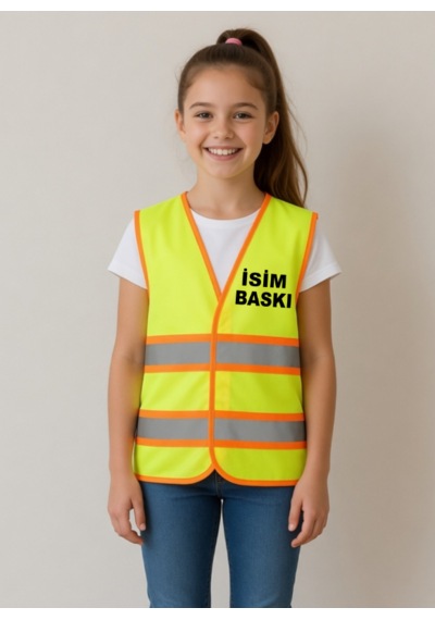 Çocuk Mühendis Yelek İsme Özel Baskılı Sarı