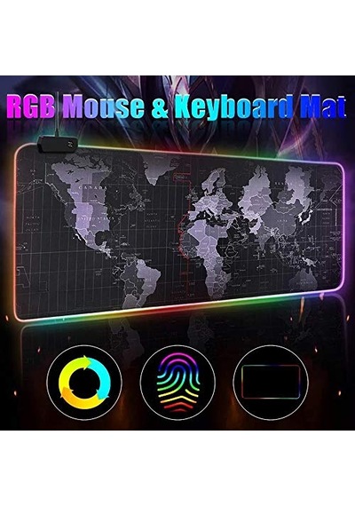 Büyük Oyuncu Rgb Mousepad &amp Amp Klavye Pad World Map Desenli Işıklı 80x30cm Pad