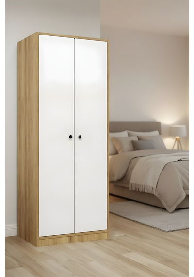 Moderno 2 Kapaklı 5 Raflı Askılıklı Gardırop - Safir Meşe Modüler Elbise Dolabı Safir Meşe Moderno 2 Kapaklı 5 Raflı Askılıklı Gardırop - Safir Meşe Modüler Elbise Dolabı Safir Meşe