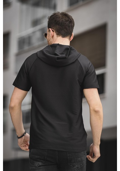 Allard Ottoman Kumaş Slim Fit Fermuarlı Kapüşonlu Erkek Tshirt 001