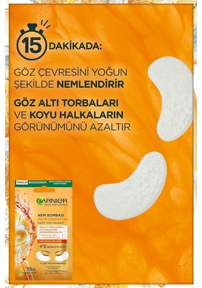 Garnier C Vitamini Parlak Süper Aydınlatıcı Serum 30 ML + Nem Bombası Kağıt Göz Maskesi