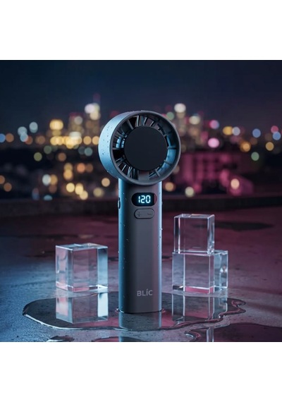 Dijital Göstergeli 14000 Rpm Turbo Şarjlı El Fanı 5 Kademeli Taşınabilir Mini Vantilatör Cep Tipi Güçlü Soğutucu Gri Renk