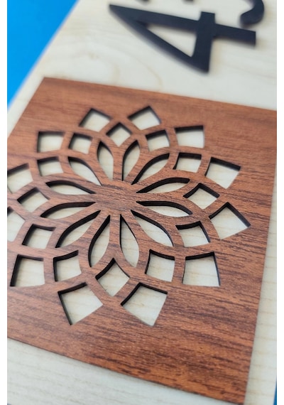 12 Li Ahşap Kapı Numarası Seti 3 Mm Mdf Lazer Kesim - Ceviz