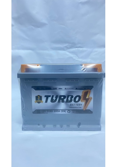 Turbo 62 Ah. 60 Amper Uyumlu 3YIL GARANTİLİ 600a En Üretim Tarihi: 2026 (Eski aküm yok)