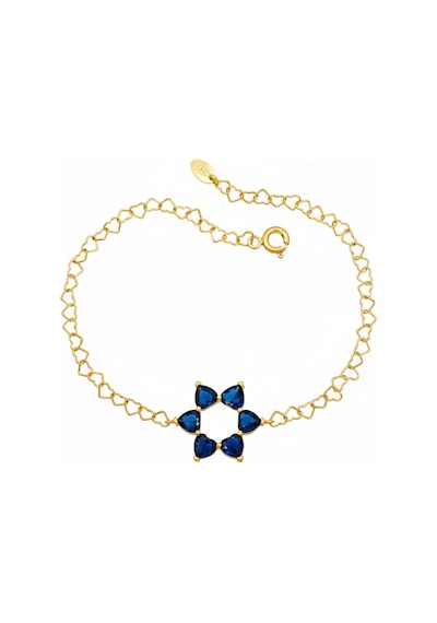 Aşkın Fısıltısı Safir Kalp Taşlı Bileklik 925 Ayar Gümüş Kalp Zincir 20 Cm Gold