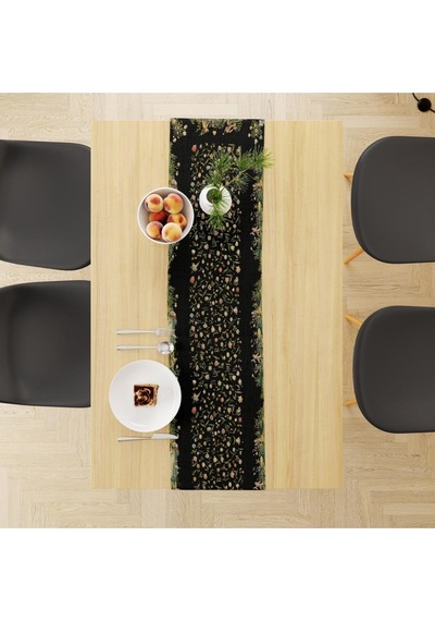 Ancient People And Flowers Runner, 140x45cm İnce Keten, Uluslararası Yıkama Ve Solmama Sertifikası Çok Renkli
