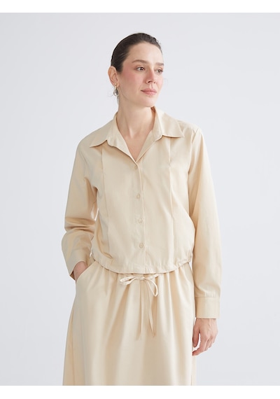 Lcwaıkıkı Classic Bej Poplin Kadın Gömlek
