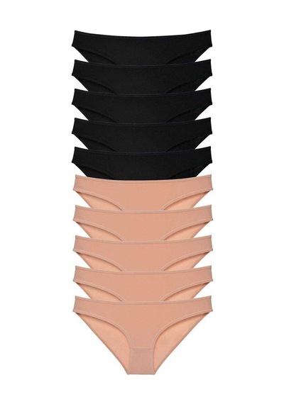 10 Adet Süper Eko Set Likralı Kadın Slip Külot Siyah Ten Beden: Xl Standart