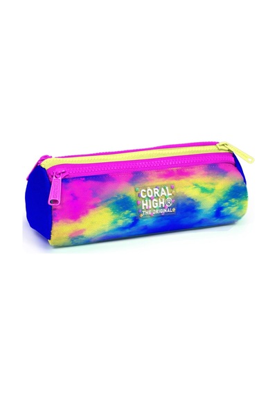 Coral High Renkli Batik Üç Bölmeli Kalem Çantası - Kız Çocuk Çok Renkli