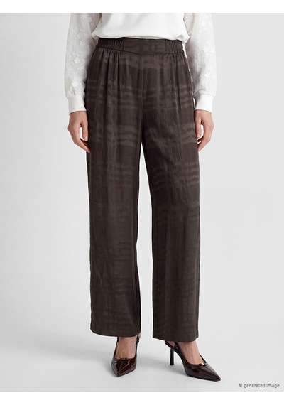 Lcw Everyday Kahverengi Loose Fit Ekose Kadın Pantolon