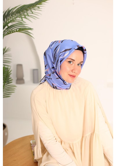 Silk Home Mavi Ekru Desenli Tivil İpek Eşarp 11432-57 Çok Renkli