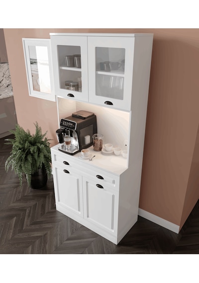 Guneystore Luna 2 Kapaklı Kahve Köşesi 93 Cm Mdf, Led Aydınlatmalı, Çok Amaçlı Mutfak Ve Airfryer Dolabı Beyaz Guneystore Luna 2 Kapaklı Kahve Köşesi 93 Cm Mdf, Led Aydınlatmalı, Çok Amaçlı Mutfak Ve Airfryer Dolabı Beyaz