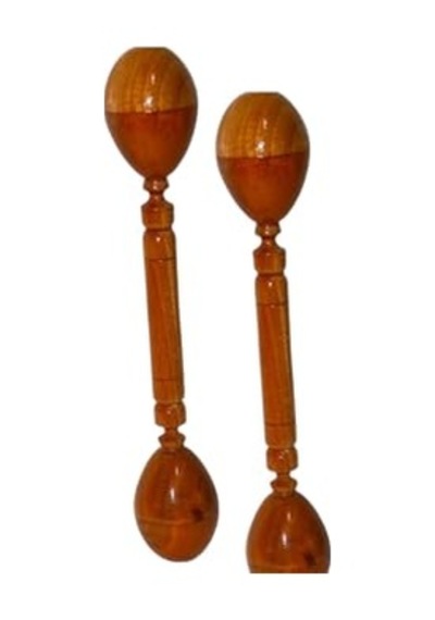 Ahşap Maracas Çift Taraflı 28 Cm Uzak Doğu Müzik Aleti Marakas Açık Gri