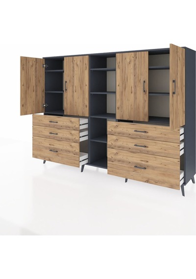 Hyperion Dolap 10 Raflı 6 Çekmeceli 4 Kapaklı 220x44x163 Antrasit-çam Atlas Çam - Antrasit Hyperion Dolap 10 Raflı 6 Çekmeceli 4 Kapaklı 220x44x163 Antrasit-çam Atlas Çam - Antrasit
