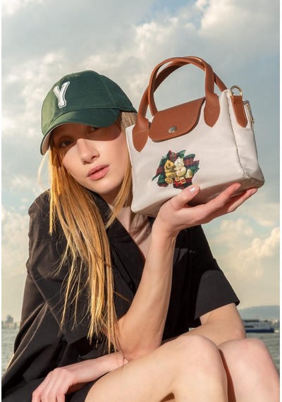 Dogo Kadın Vegan Krem Medium El Çantası - Teddy Bear Tasarım Multicolor