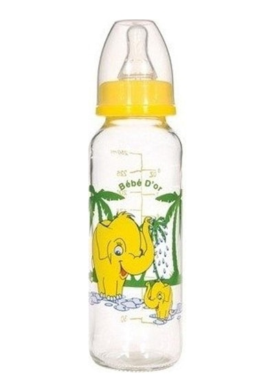 Bebedor 31302 Desenli Cam Biberon 250 ML - Sarı
