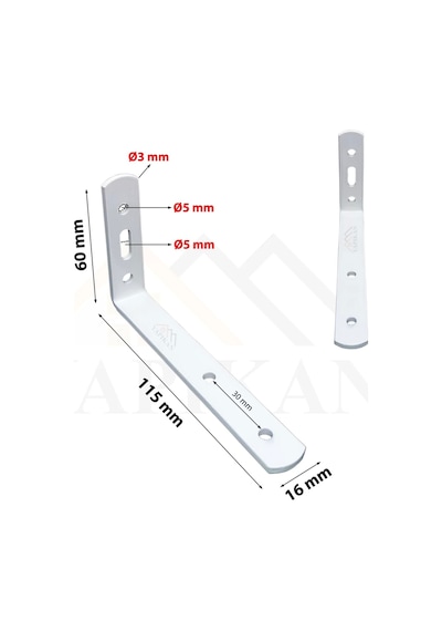 Beyaz Deprem Güvenliği Dolap Sabitleme Seti 6x11.5 Cm - Mobilya Duvara Sabitleme Aparatı