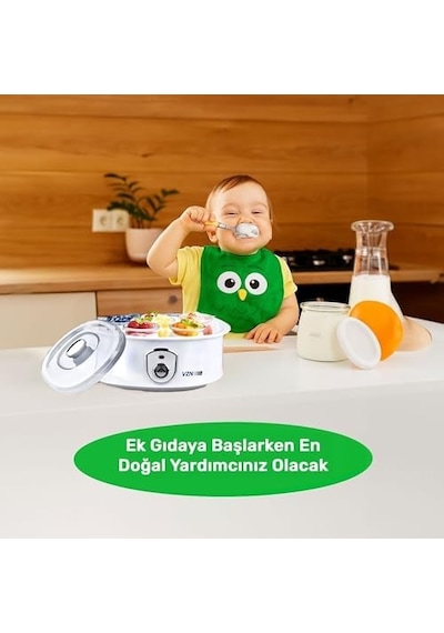 Vzn 20w 1,5lt. 7 Kavanozlu Bebek Ek Gıda Başlangıç Seti Ve Profesyonel Yoğurt Mayalama Makinesi