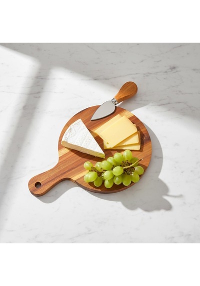 Doğal Akasya Peynir Sunum Tahtası Ve Servis Seti 25x17 Cm Saplı Mini Kesme Tahtası, Yanında Özel Bambu Saplı Diğer