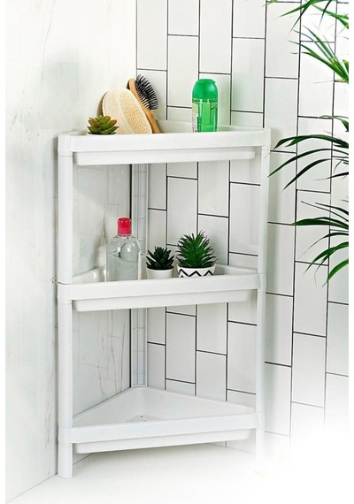 3 Katlı Raf Ünitesi Mutfak Rafı Banyo Rafı Banyo Düzenleyici Organizer Beyaz