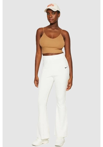 Nike Sportswear Rib Jersey White Yüksek Belli Fitilli Kadın Eşofman Altı Kırık Beyaz