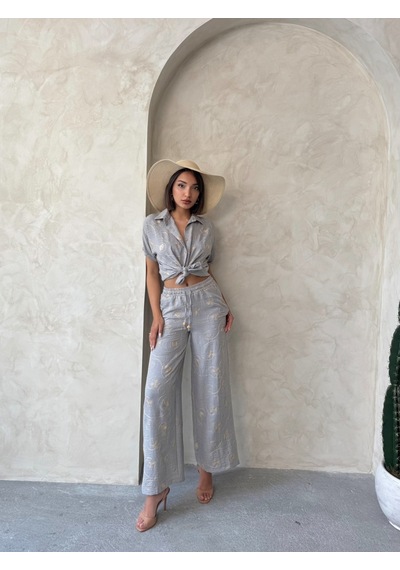 Verymoda Nakışlı Pantolon F1900 Gri Dsn2