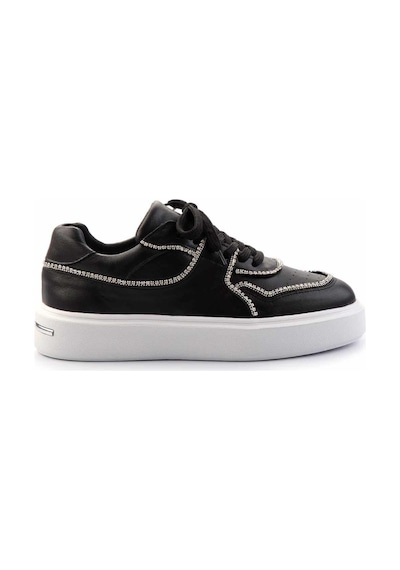 Bambi Siyah Hakiki Deri Kadın Sneaker K01480136703 Siyah