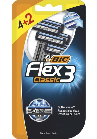 Flex 3 Erkek Tıraş Bıçağı 6'li Blister 3 Bıçak , Birbirinden Bağımsız Hareket Edebilen 3 Bıçak, Oynar Baş