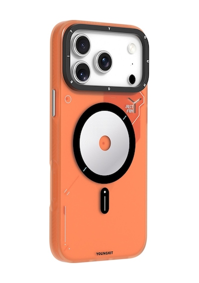 Apple Uyumlu iPhone 17 Pro Kılıf M-safe Şarj Özellikli Disk Desenli Youngkit Disc Battle Kapak Turuncu Turuncu