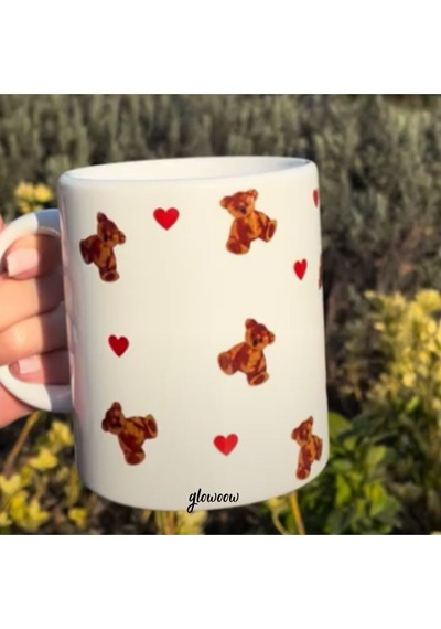 Ayıcık Teddy Bear Baskılı Kupa Bardak Seramik Kupa, Sevgili Için Hediye Beyaz