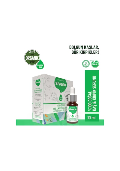 Siveno %100 Doğal Kaş ve Kirpik Serumu Bitkisel Yoğunlaştırıcı Canlandırıcı Yoğun Bakım Yağı Vegan 10 ML