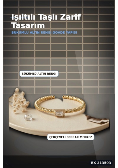 Bay Kare Kesim Zirkon Taşlı Kaplama Pirinç Bileklik - Kadın Takı Aksesuarı Bx-313593 Najmaddin Standart